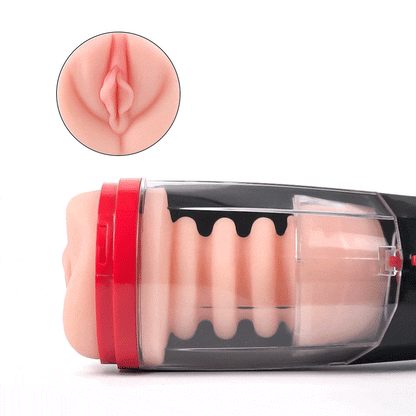 【Everted Fleshy Labia】ROKA- 5 in 1 Men Masturbaters 5 Thrusting+Suction 10 Vibration Removable Transparent Window