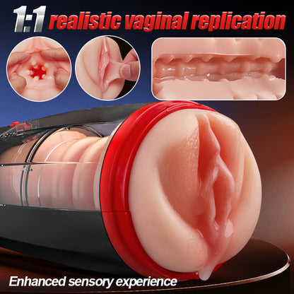 【Everted Fleshy Labia】ROKA- 5 in 1 Men Masturbaters 5 Thrusting+Suction 10 Vibration Removable Transparent Window
