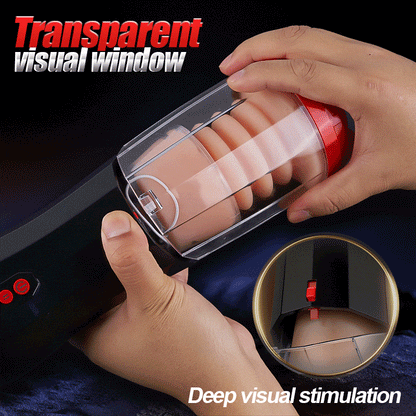 【Everted Fleshy Labia】ROKA- 5 in 1 Men Masturbaters 5 Thrusting+Suction 10 Vibration Removable Transparent Window