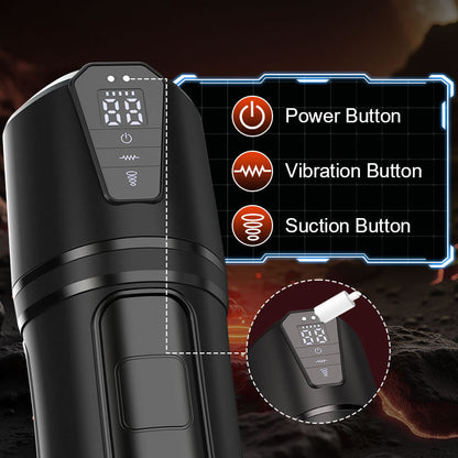 2026 New Model Challenger - Feels Different LED Display Anti-Slip Grip Extended Sleeve Vibrations & Suctions Realistic Vagina Stroker