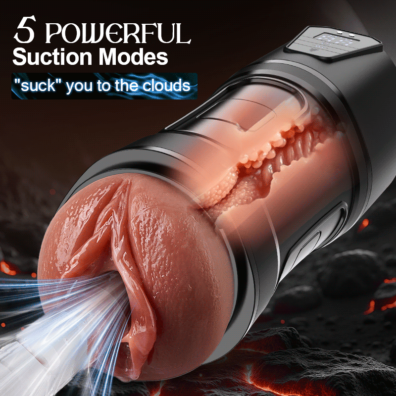 2026 New Model Challenger - Feels Different LED Display Anti-Slip Grip Extended Sleeve Vibrations & Suctions Realistic Vagina Stroker
