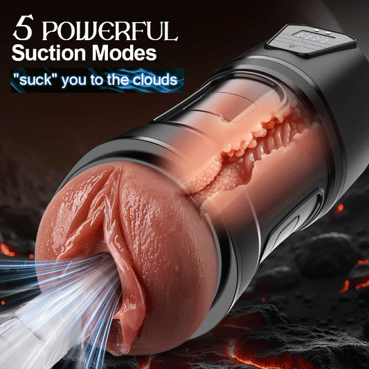 2026 New Model Challenger - Feels Different LED Display Anti-Slip Grip Extended Sleeve Vibrations & Suctions Realistic Vagina Stroker