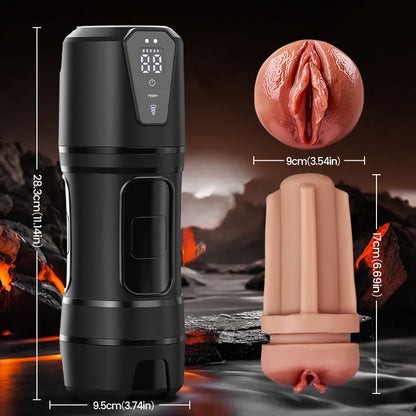 2026 New Model Challenger - Feels Different LED Display Anti-Slip Grip Extended Sleeve Vibrations & Suctions Realistic Vagina Stroker