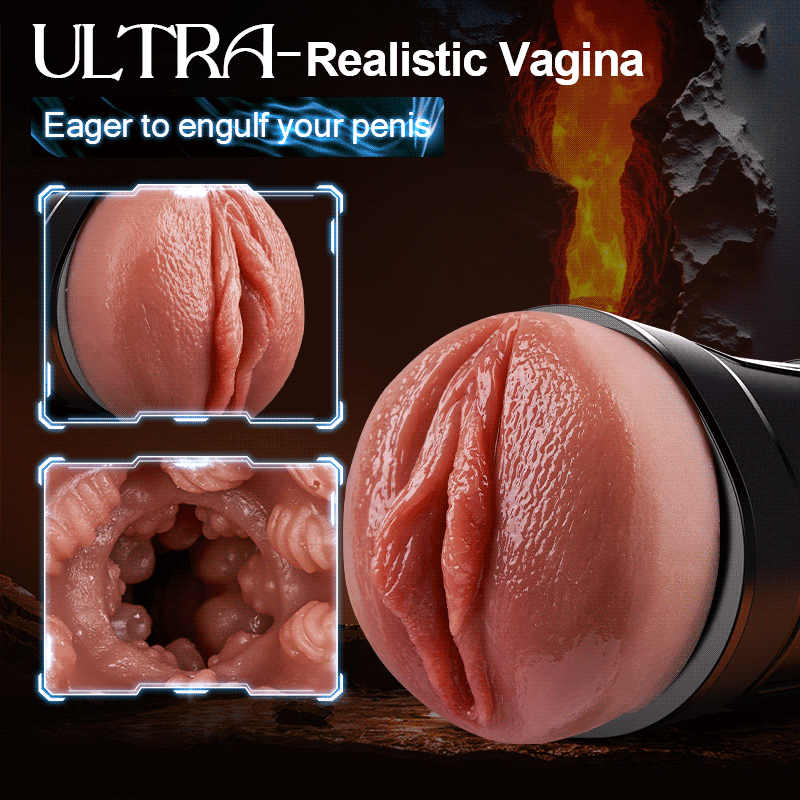 2026 New Model Challenger - Feels Different LED Display Anti-Slip Grip Extended Sleeve Vibrations & Suctions Realistic Vagina Stroker