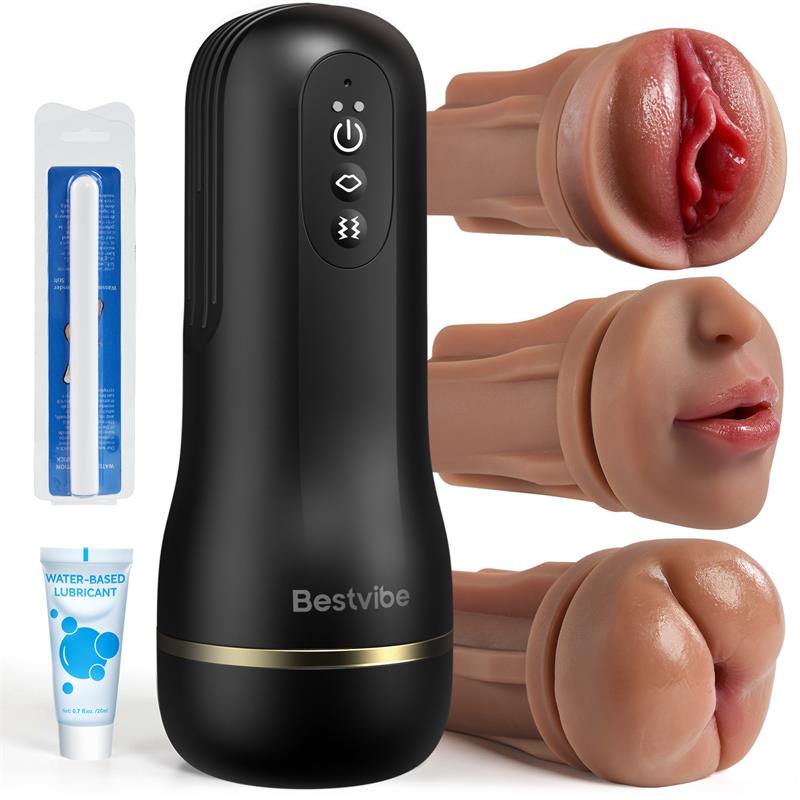 2026 Automatic Male Masturbator with 3 Replaceable Sleeves 5 Suction & 10 Vibration Stroker