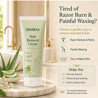 Natural Gentle Hair Removal Cream | For Women & Men, Sensitive Skin