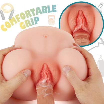 Round & Plump, Firm yet Yielding,7.48'' Doggy And Missionary Style 2 Holes Realistic Pussy Ass Masturbator
