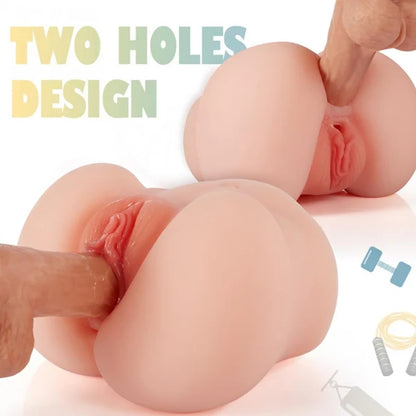 Round & Plump, Firm yet Yielding,7.48'' Doggy And Missionary Style 2 Holes Realistic Pussy Ass Masturbator